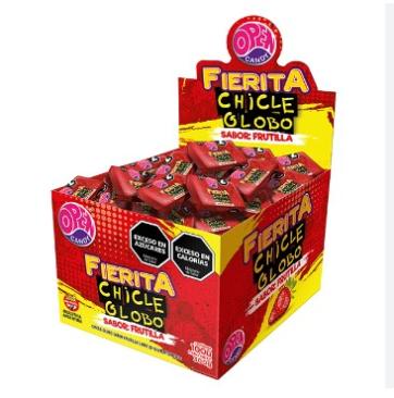 CHICLE FIERITA OPEN CANDY GLOBO FRUTILLA
